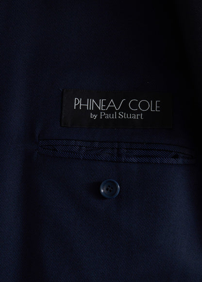 Wool Twill Double Breasted Suit Navy - Paul Stuart