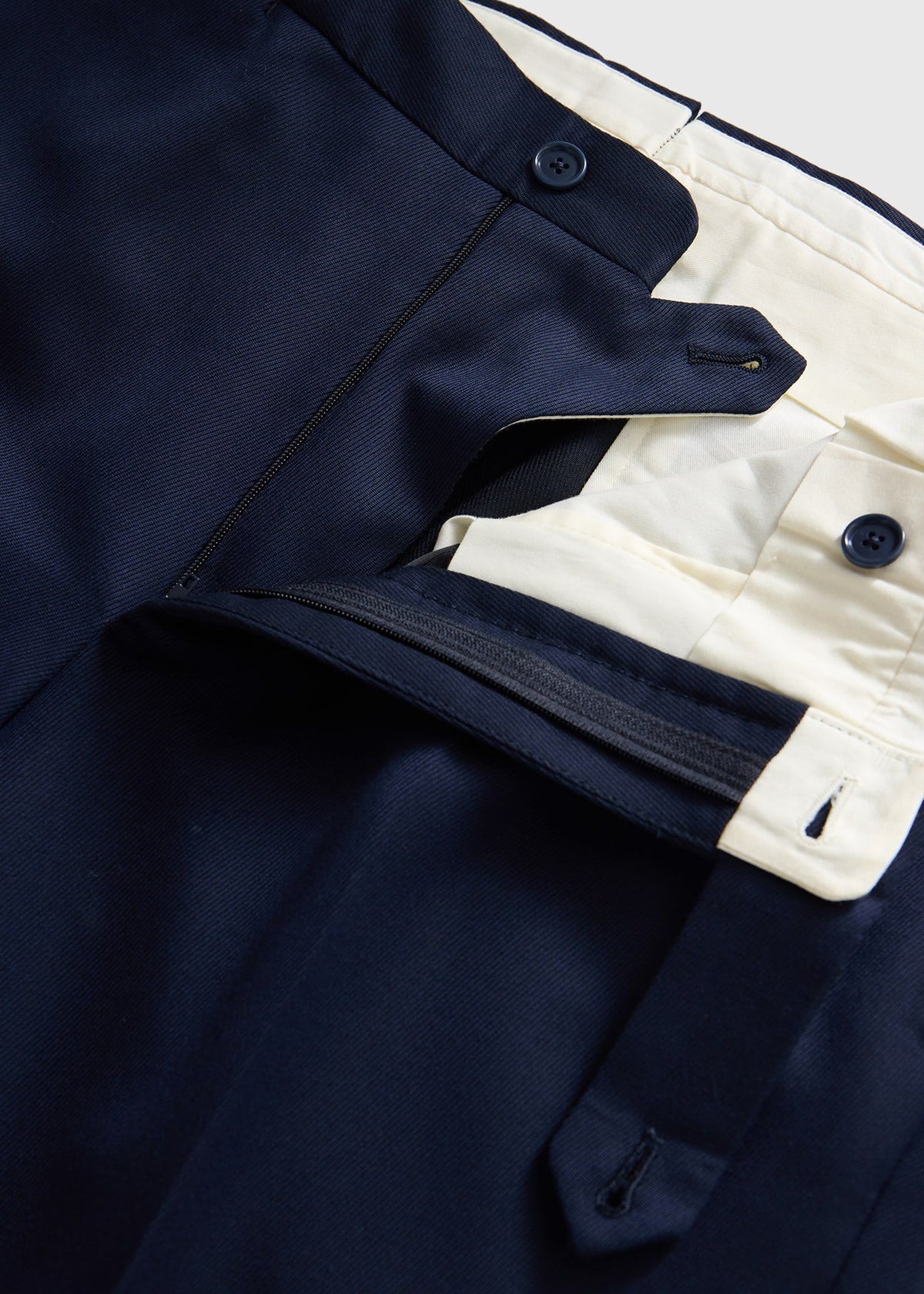 Wool Twill Double Breasted Suit Navy - Paul Stuart