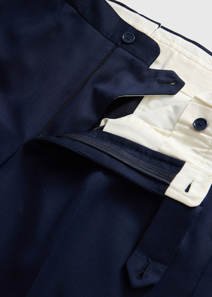 Wool Twill Double Breasted Suit Navy - Paul Stuart
