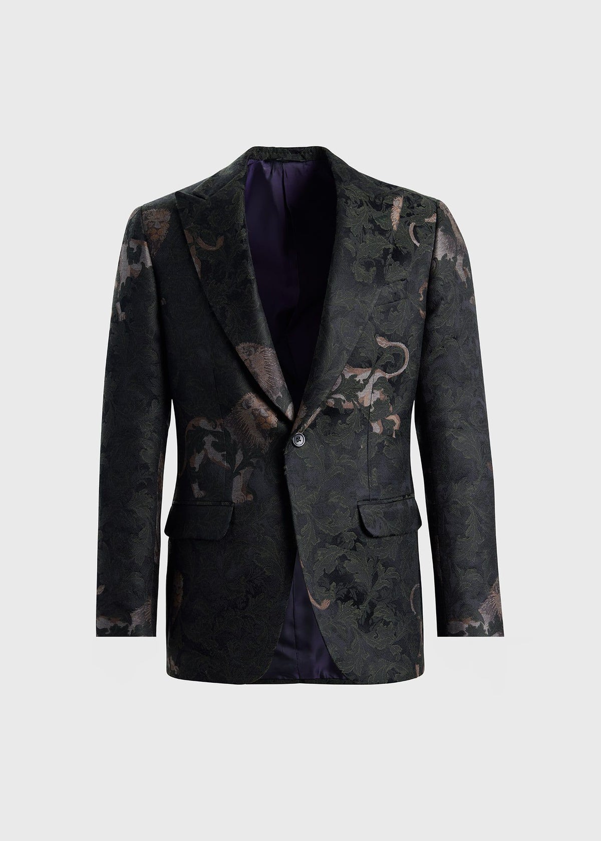 Wool & Silk Jacquard Dinner Jacket Green/Multi - Paul Stuart