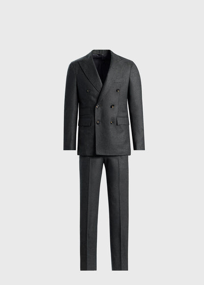 Double Breasted Wool Houndstooth Suit Olive - Paul Stuart
