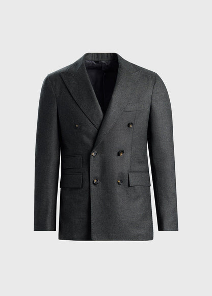 Double Breasted Wool Houndstooth Suit Olive - Paul Stuart