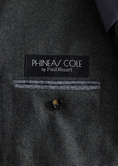 Double Breasted Wool Houndstooth Suit Olive - Paul Stuart
