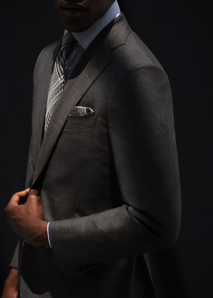 All Year Super 110s Wool Sharkskin Suit Taupe - Paul Stuart