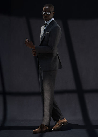 All Year Super 110s Wool Sharkskin Suit Taupe - Paul Stuart