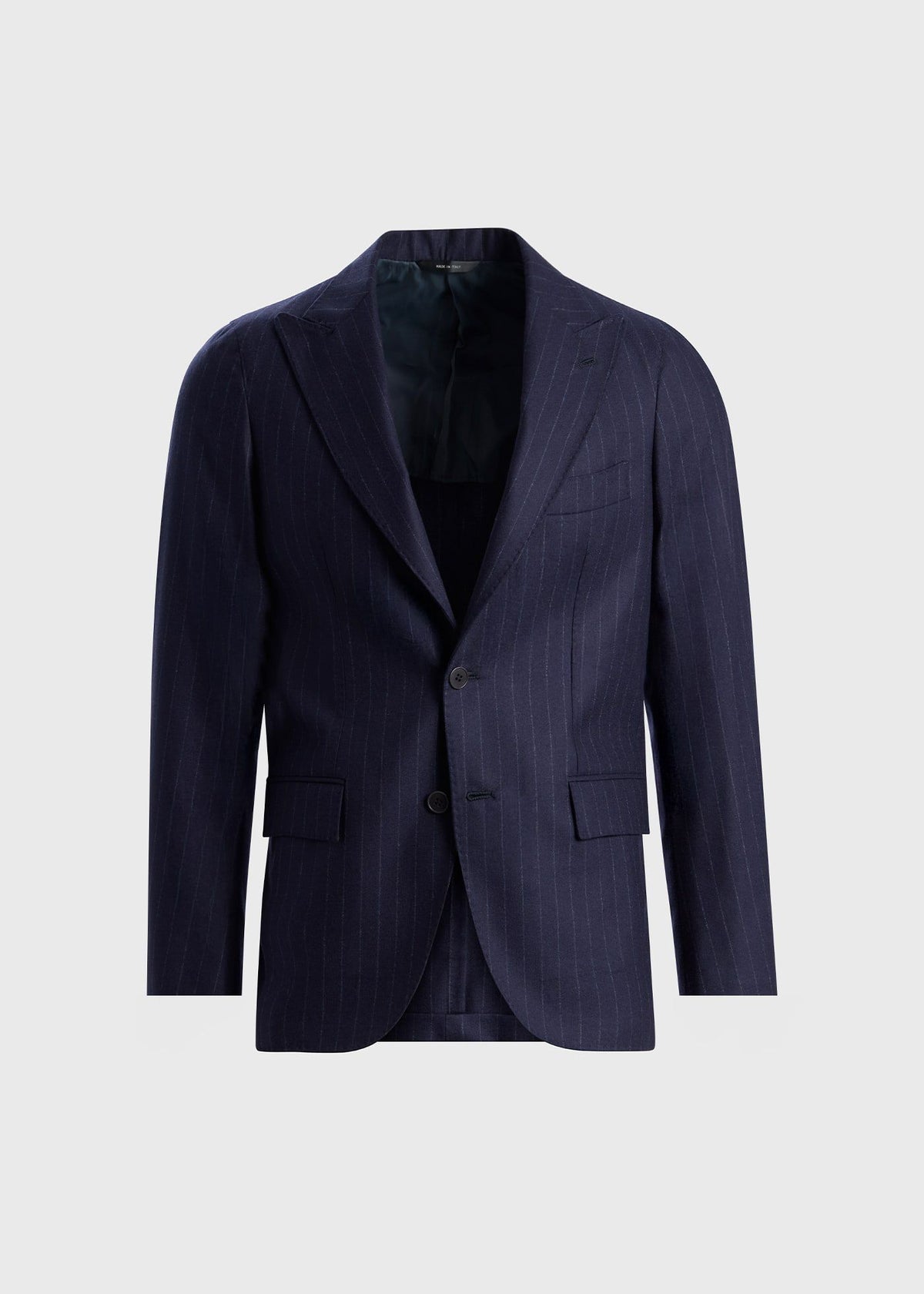Wool Stripe Two Button Suit Navy - Paul Stuart