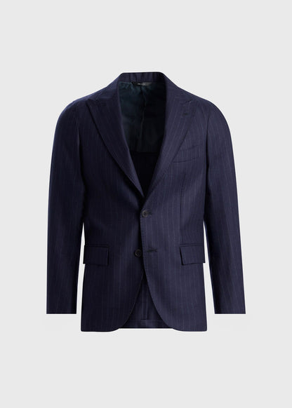 Wool Stripe Two Button Suit Navy - Paul Stuart