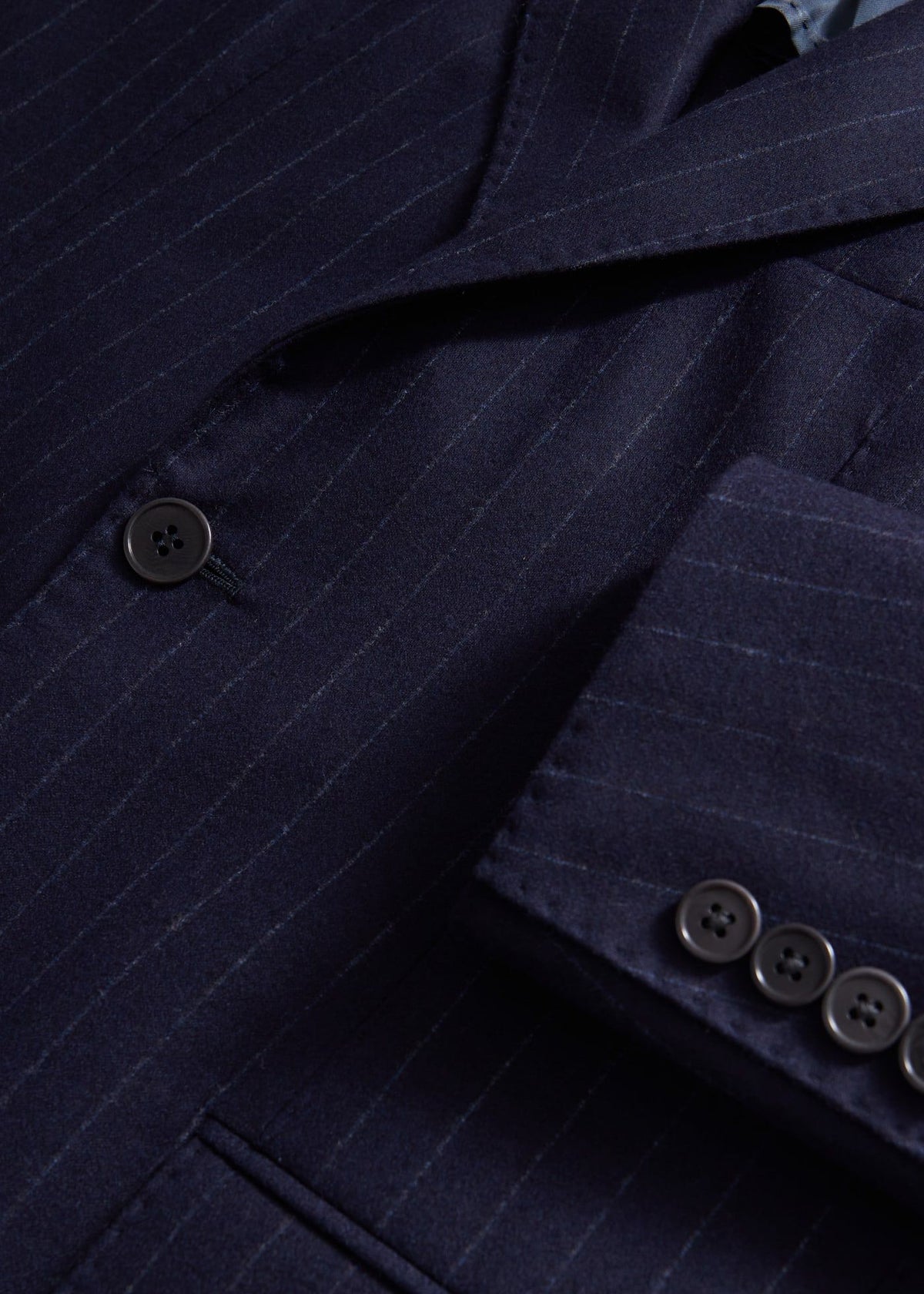 Wool Stripe Two Button Suit Navy - Paul Stuart