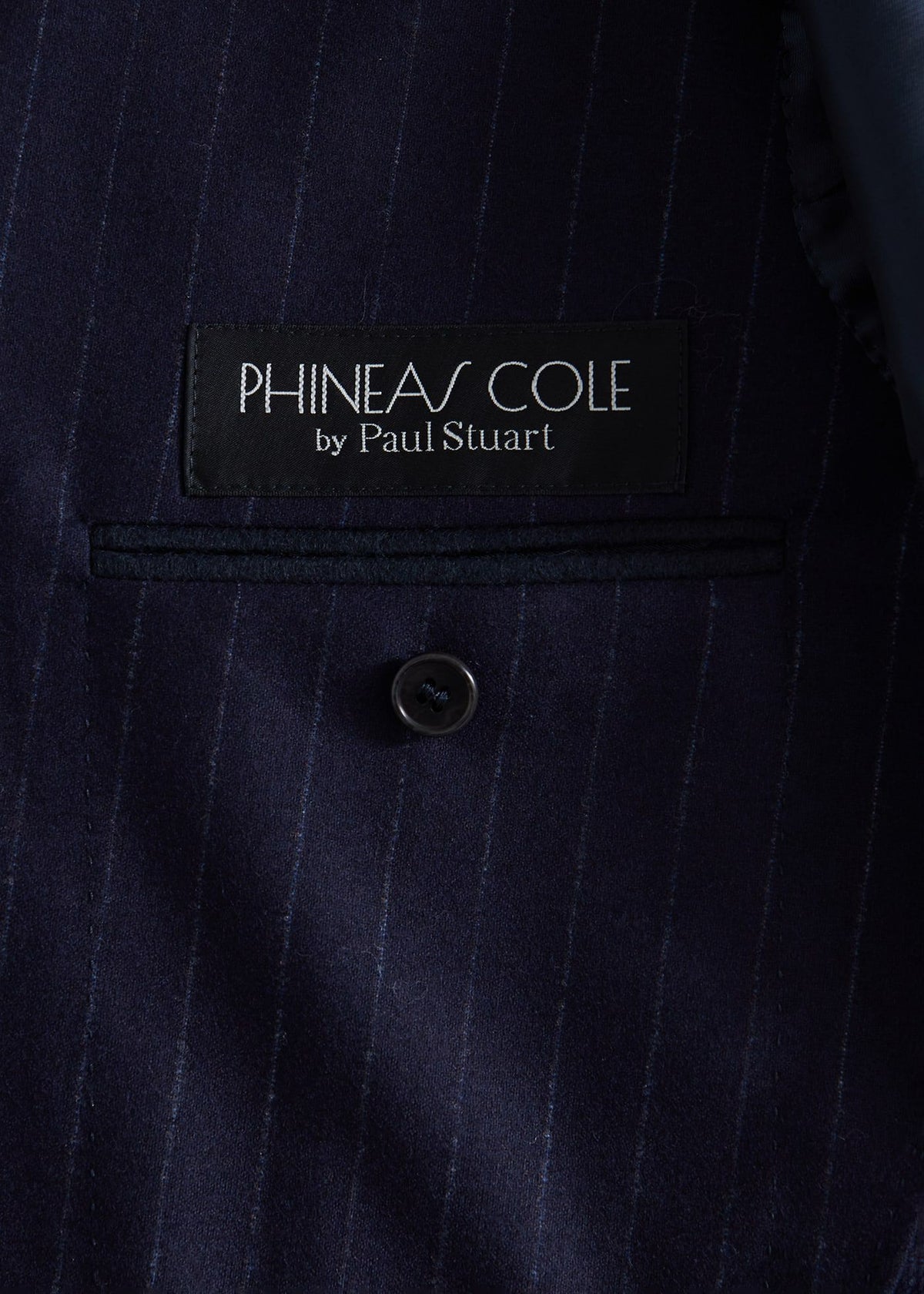 Wool Stripe Two Button Suit Navy - Paul Stuart