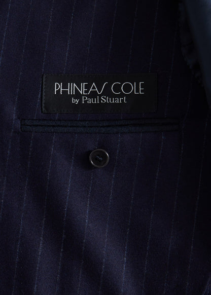 Wool Stripe Two Button Suit Navy - Paul Stuart
