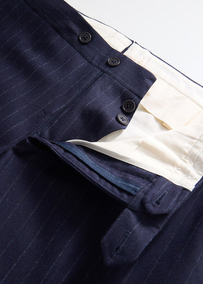 Wool Stripe Two Button Suit Navy - Paul Stuart