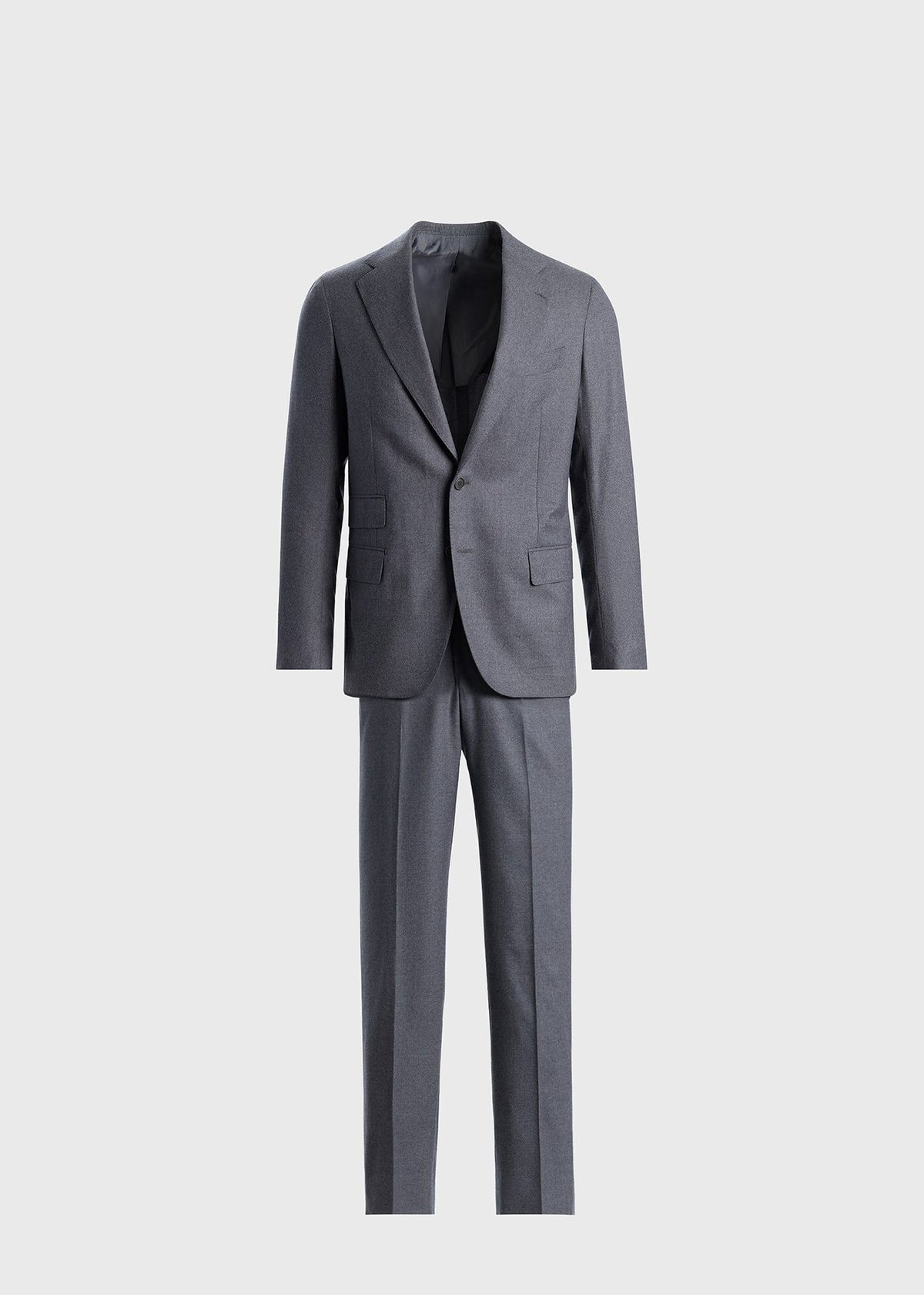 Lightweight Wool Flannel Suit Mid Grey - Paul Stuart