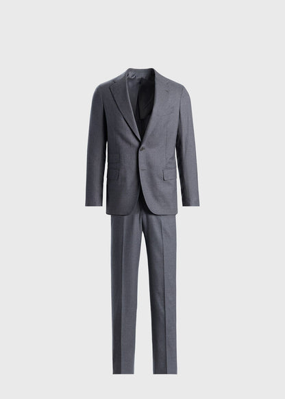 Lightweight Wool Flannel Suit Mid Grey - Paul Stuart