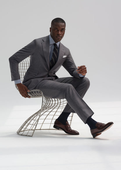Lightweight Wool Flannel Suit Mid Grey - Paul Stuart