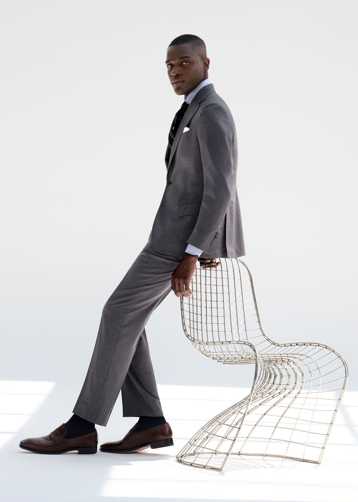Lightweight Wool Flannel Suit Mid Grey - Paul Stuart