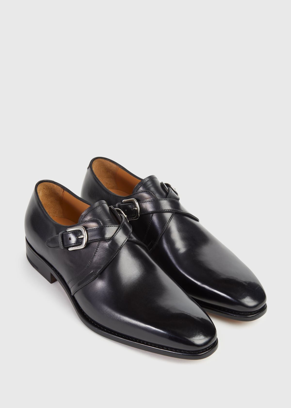 Galante Double Cross Monk Strap Black Calf - Paul Stuart