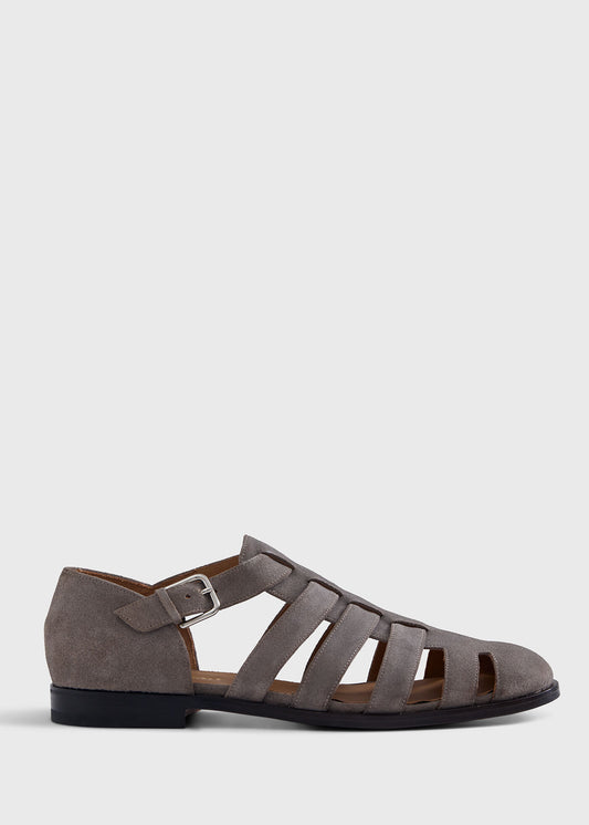 Sloane Suede Fisherman Sandal Taupe - Paul Stuart