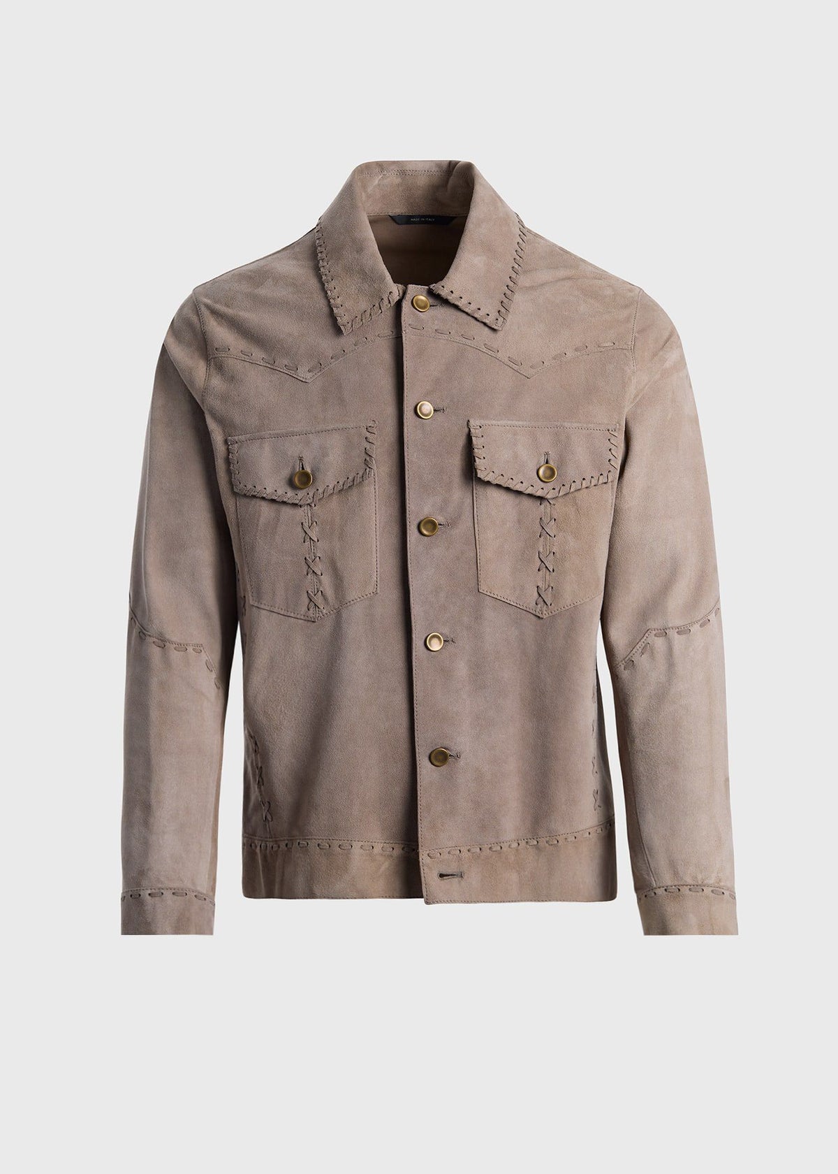 Suede Whipstitch Jacket Taupe - Paul Stuart