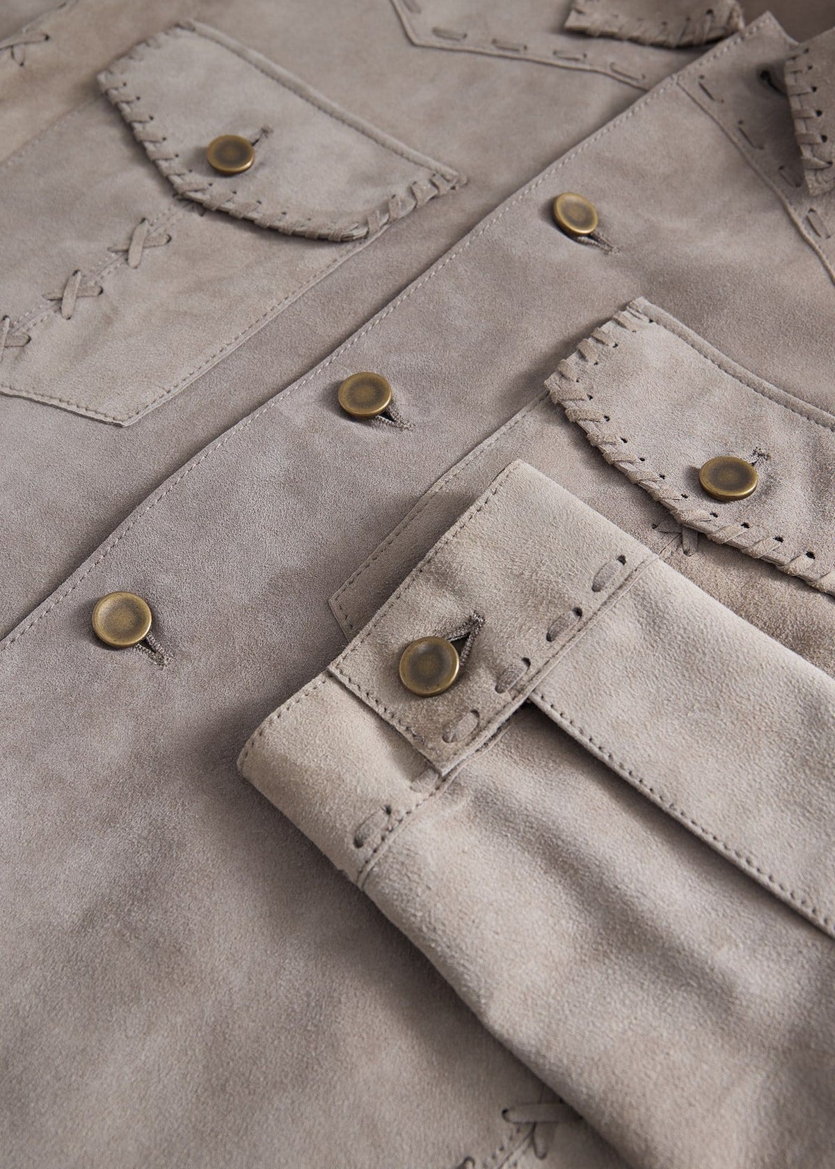 Suede Whipstitch Jacket Taupe - Paul Stuart