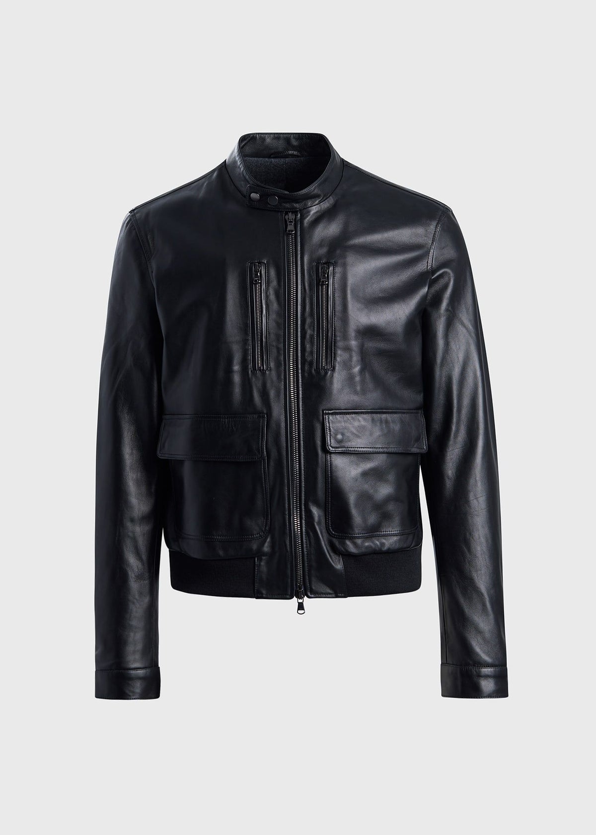 Modern Leather Bomber Jacket Black - Paul Stuart