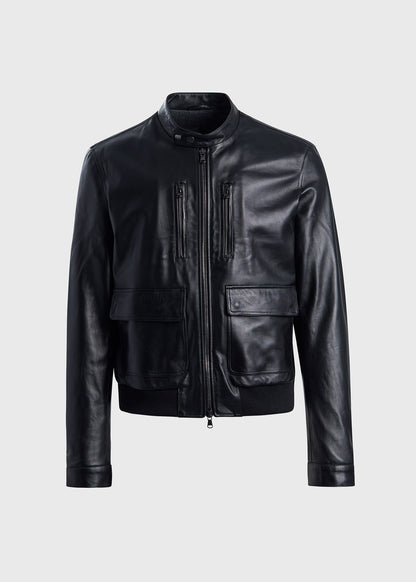 Modern Leather Bomber Jacket Black - Paul Stuart