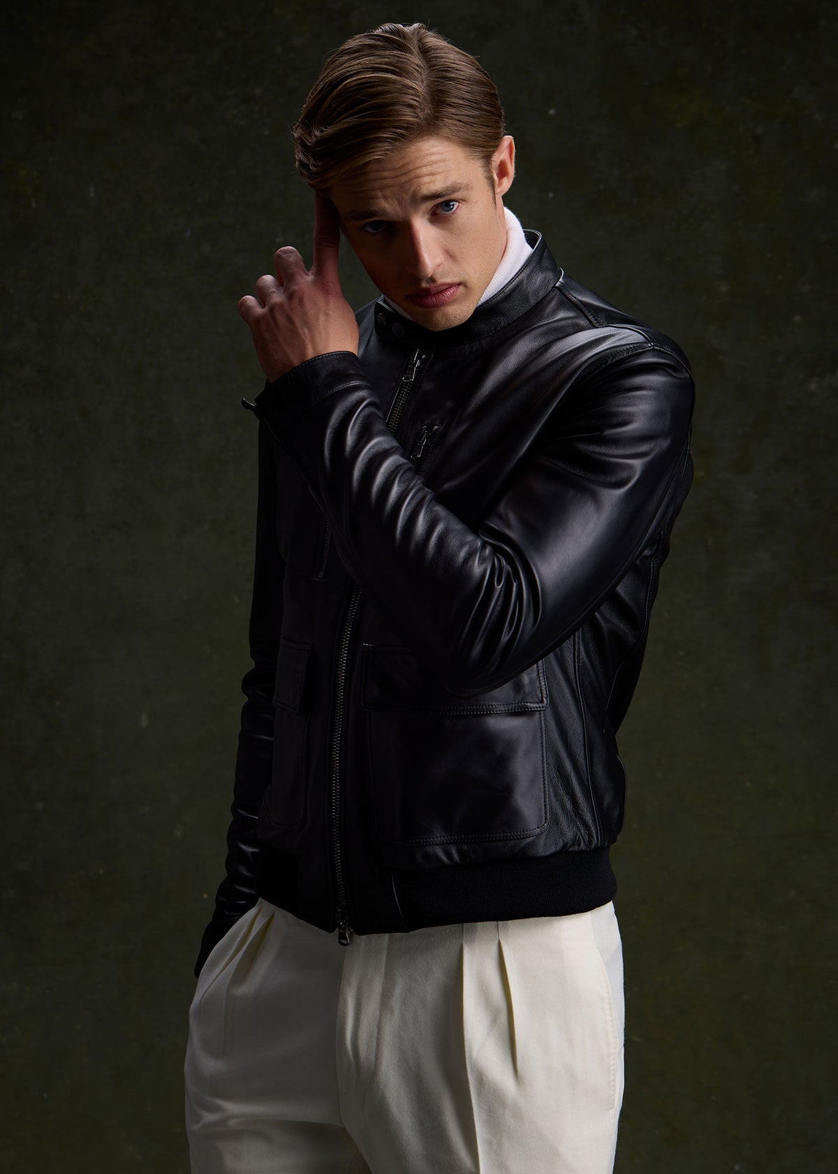 Modern Leather Bomber Jacket Black - Paul Stuart