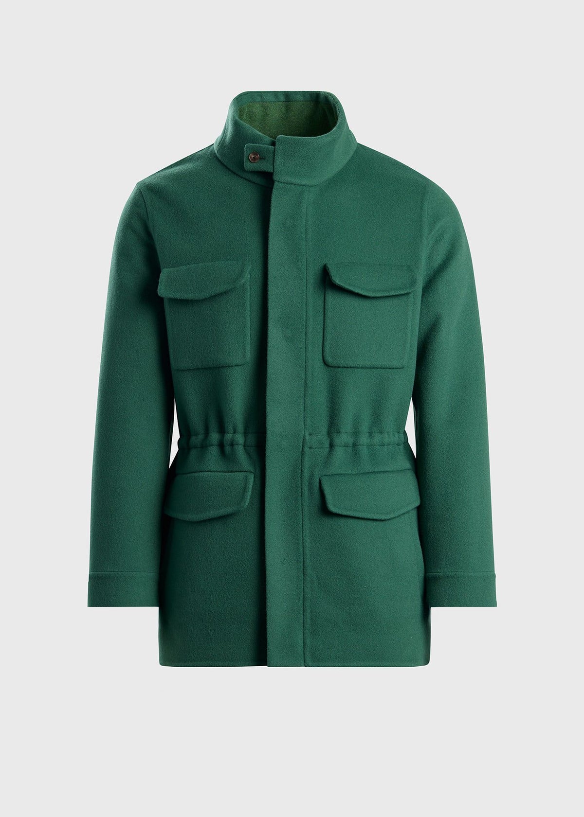Double Faced Cashmere Field Jacket Green/Charcoal - Paul Stuart