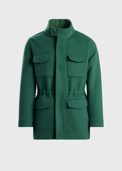 Double Faced Cashmere Field Jacket Green/Charcoal - Paul Stuart