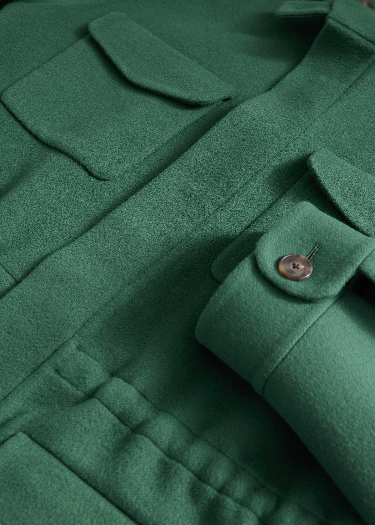 Double Faced Cashmere Field Jacket Green/Charcoal - Paul Stuart