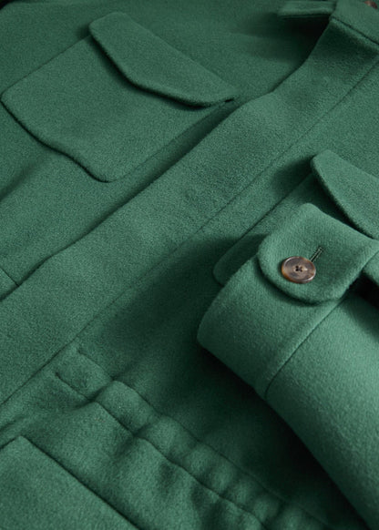 Double Faced Cashmere Field Jacket Green/Charcoal - Paul Stuart
