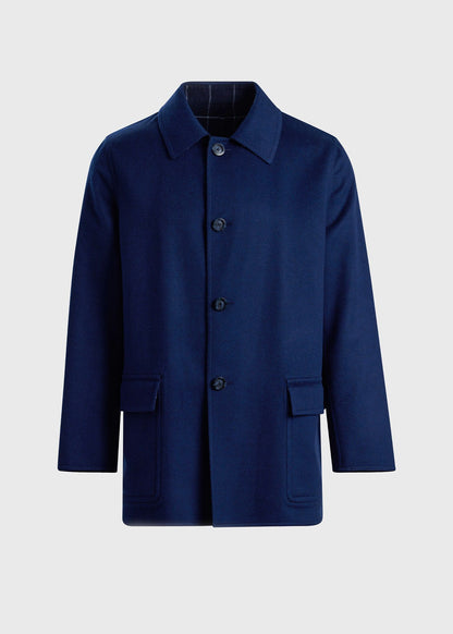 Reversible Double Face Cashmere Mac Coat Navy/Royal Blue - Paul Stuart