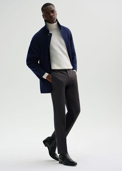 Reversible Double Face Cashmere Mac Coat Navy/Royal Blue - Paul Stuart