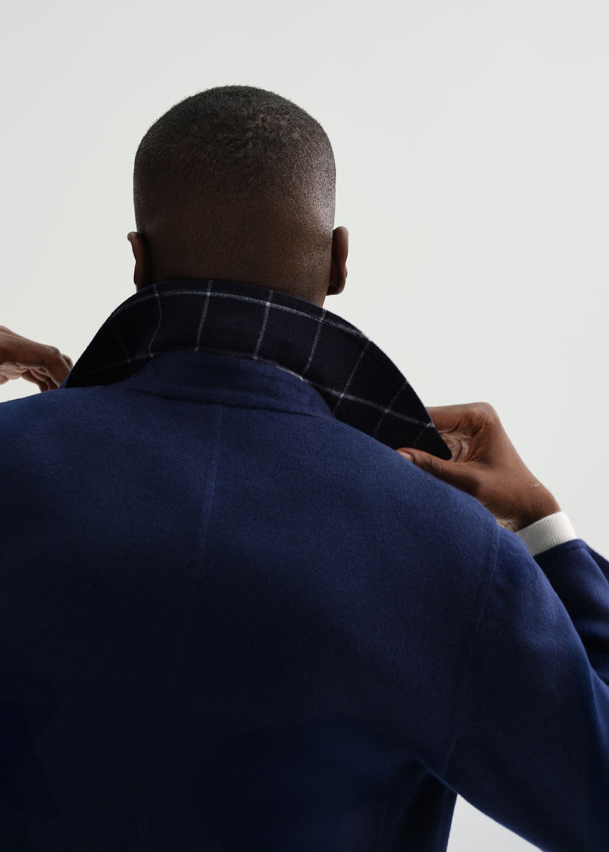 Reversible Double Face Cashmere Mac Coat Navy/Royal Blue - Paul Stuart