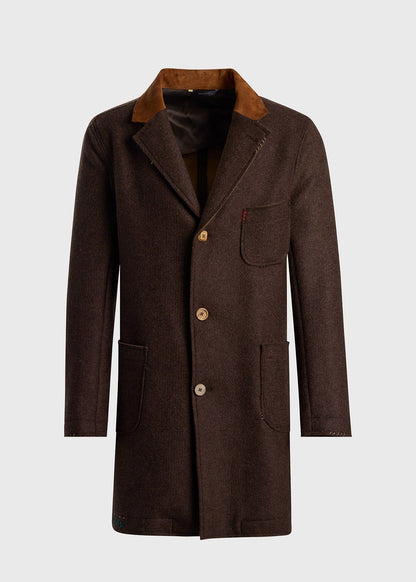 Wool Raw Edge Coat Brown - Paul Stuart
