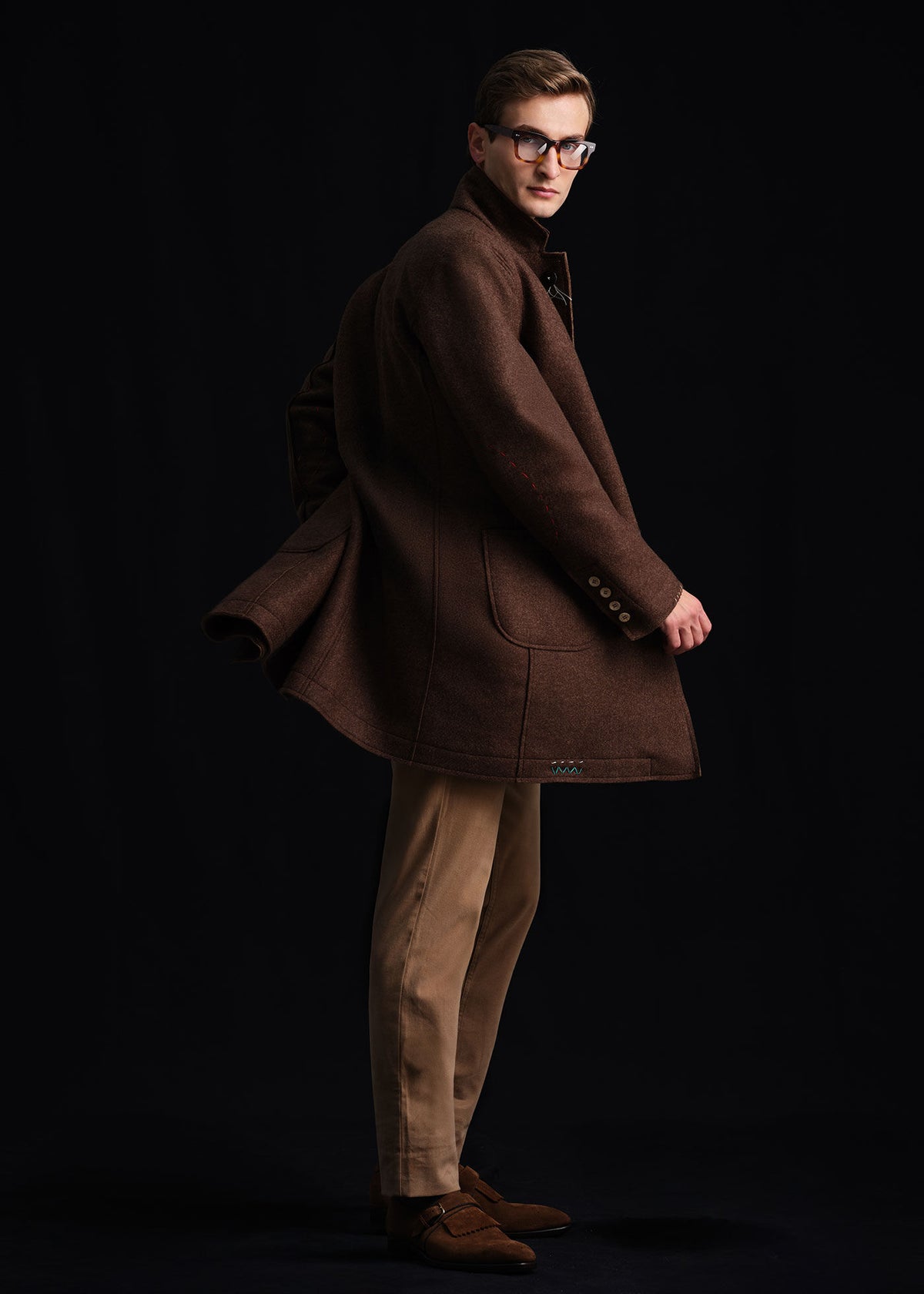 Wool Raw Edge Coat Brown - Paul Stuart