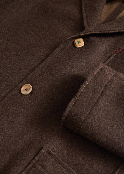 Wool Raw Edge Coat Brown - Paul Stuart