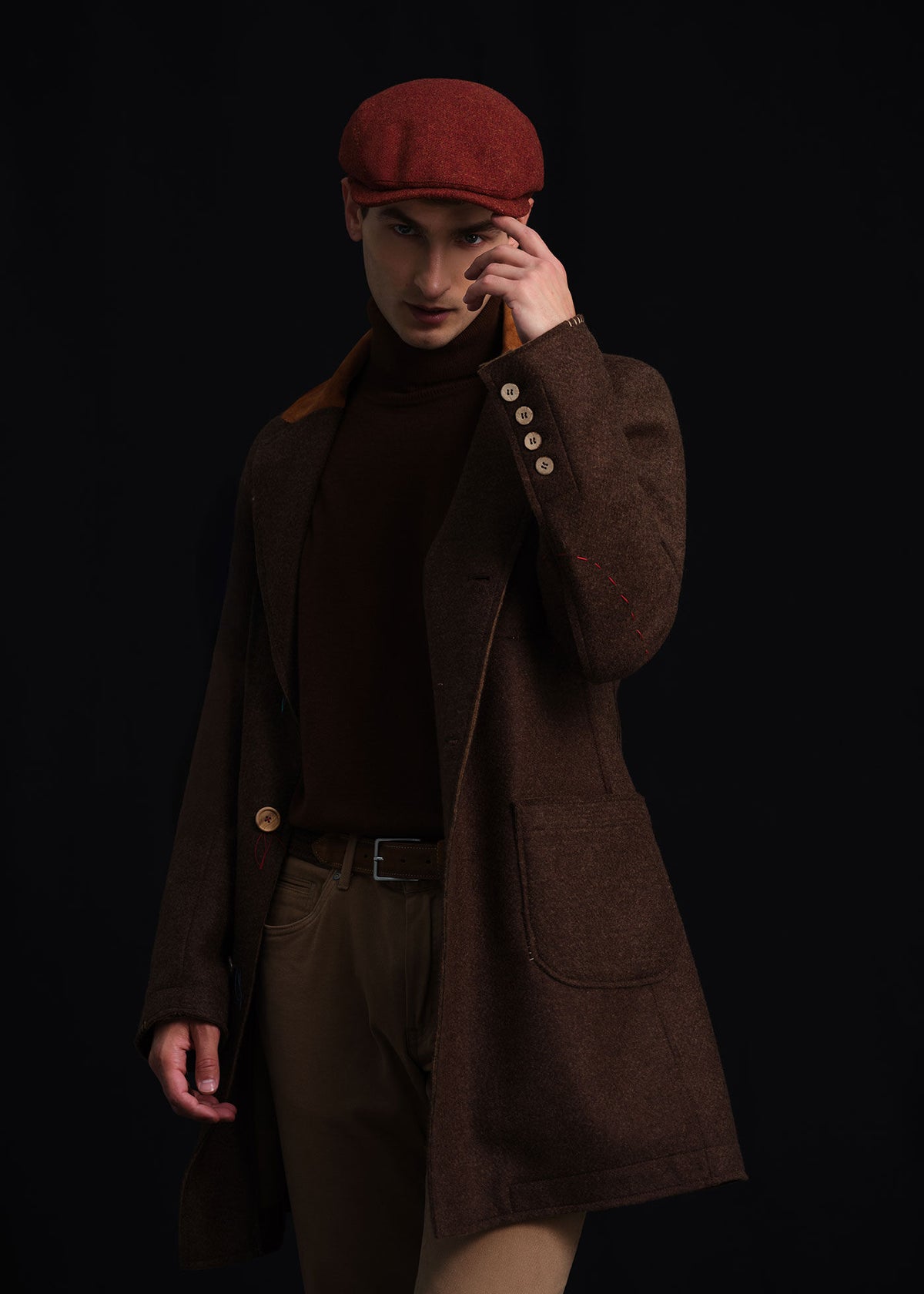Wool Raw Edge Coat Brown - Paul Stuart