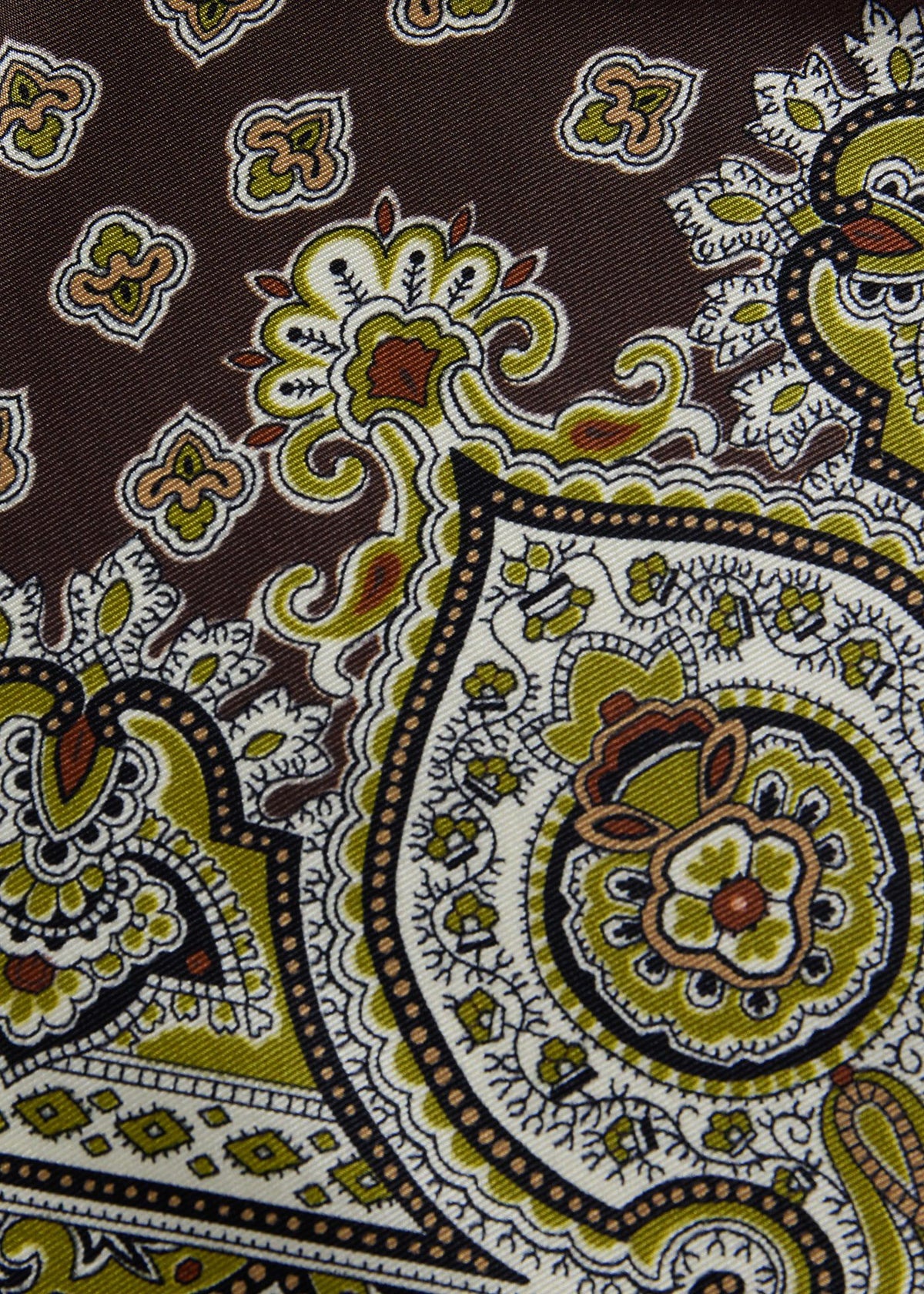 Ornate Print Pocket Square Olive - Paul Stuart