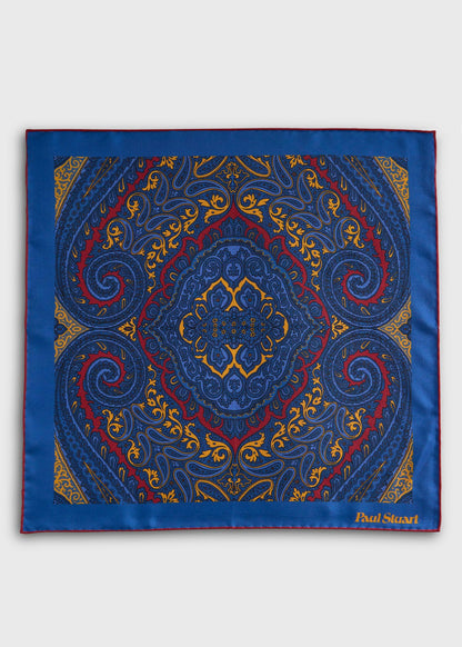 Geometric Print Pocket Square Blue Multi - Paul Stuart