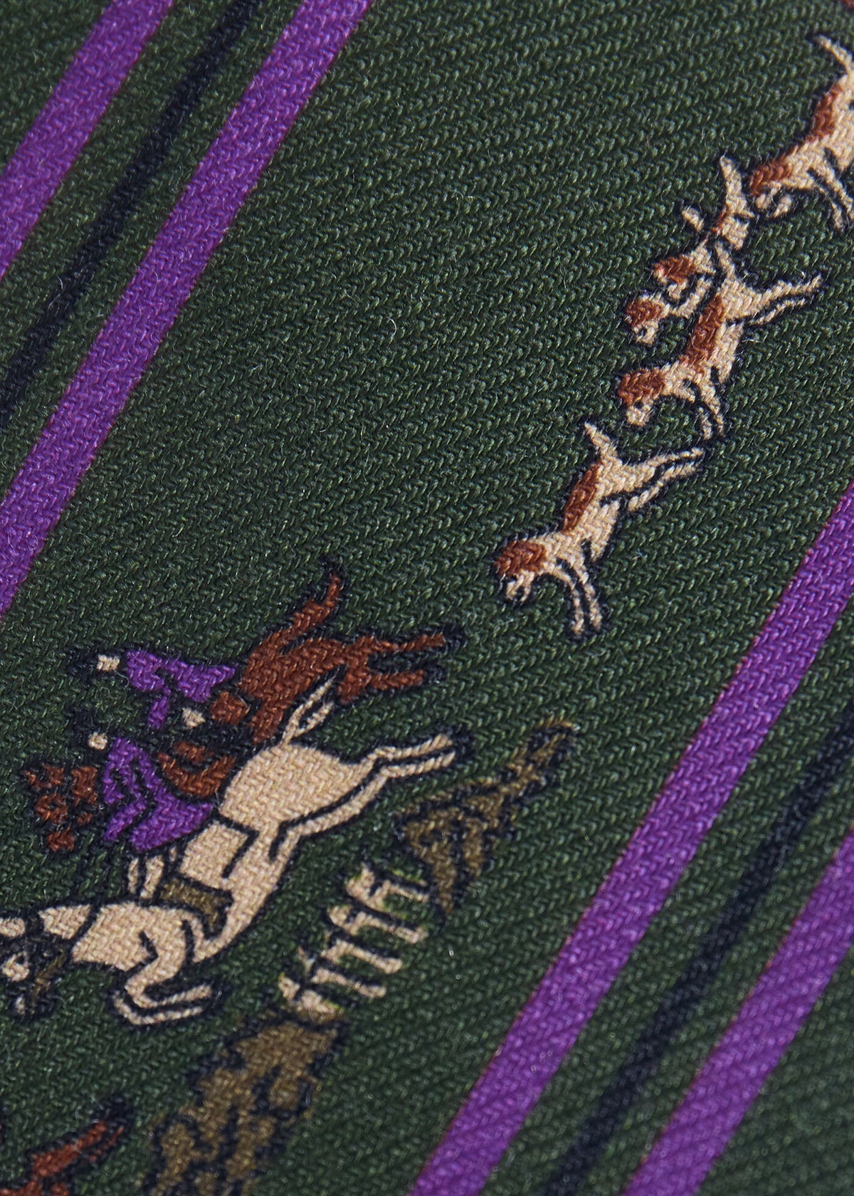 Printed Silk Rider Motif Tie Olive - Paul Stuart