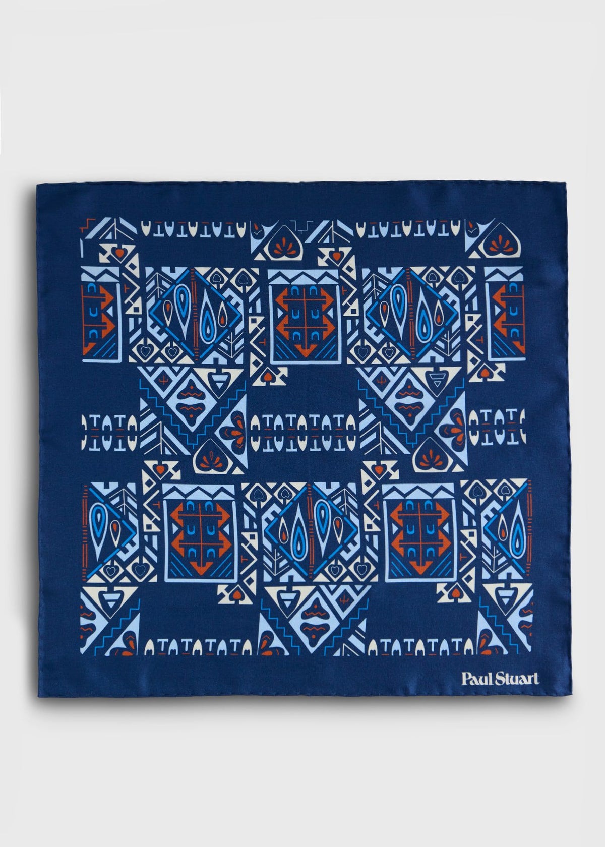 Abstract Print Pocket Square Bottle Green - Paul Stuart