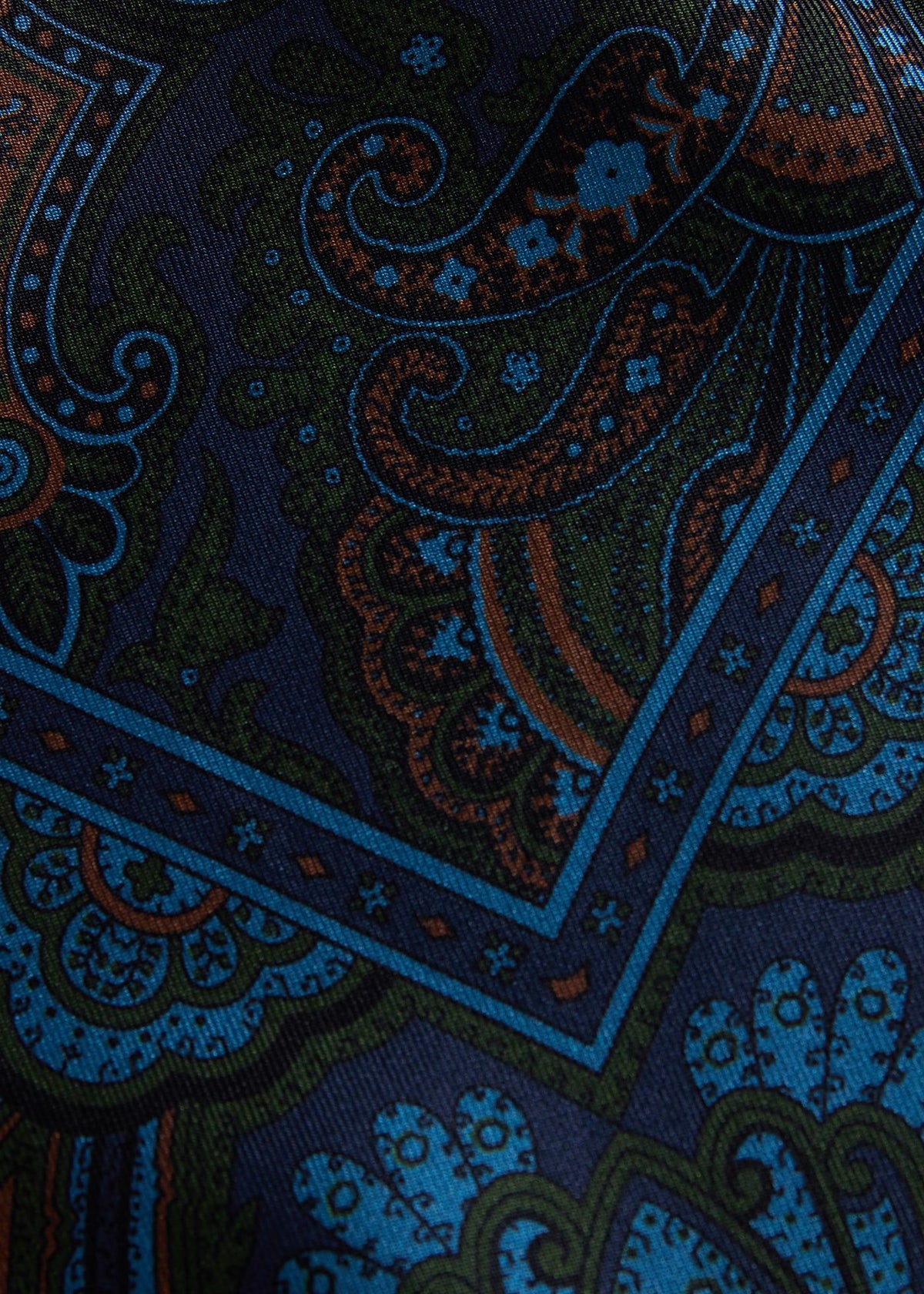 Micro Paisley Print Pocket Square Light Blue - Paul Stuart