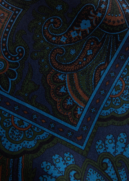 Micro Paisley Print Pocket Square Light Blue - Paul Stuart